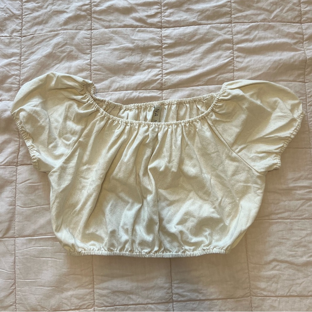 Na Nin Stella Raw Silk Crop Top Cream - Picture 7 of 9